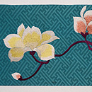 木蓮にオウムの名古屋帯　前柄