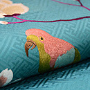 木蓮にオウムの名古屋帯　質感・風合