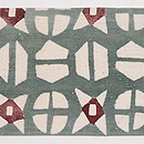 浦野理一作 糸巻き柄型染めの名古屋帯　前柄