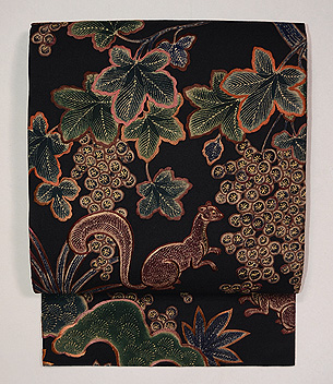 葡萄にリスの名古屋帯