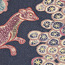 葡萄にリスの名古屋帯　質感・風合