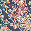 葡萄にリスの名古屋帯　質感・風合