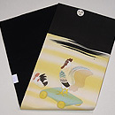 オモチャ柄ニワトリ張り子車の名古屋帯　帯裏