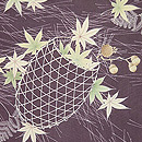 紫地吹き寄せ文様名古屋帯　質感・風合