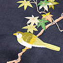 楓枝にメジロの名古屋帯　質感・風合