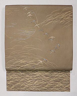 月に雁文様名古屋帯