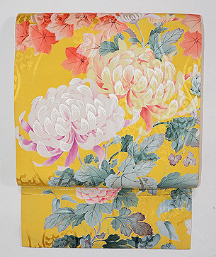 黄色大輪菊の名古屋帯