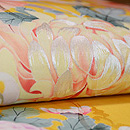 黄色大輪菊の名古屋帯 質感・風合