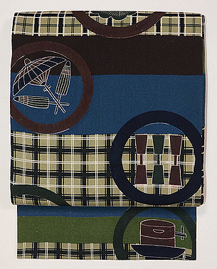 縮緬地段代わり丸紋の名古屋帯