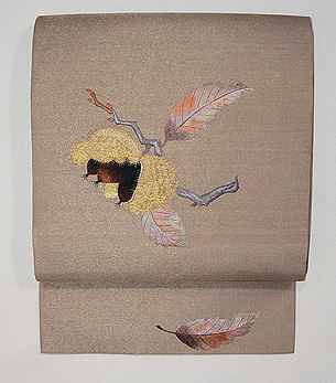 栗の刺繍名古屋帯