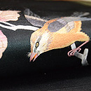 ドングリにヒヨドリの刺繍名古屋帯　質感・風合