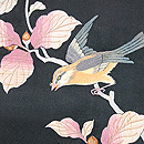 ドングリにヒヨドリの刺繍名古屋帯　質感・風合