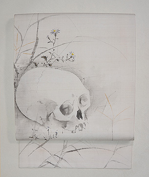 しゃれこうべの名古屋帯