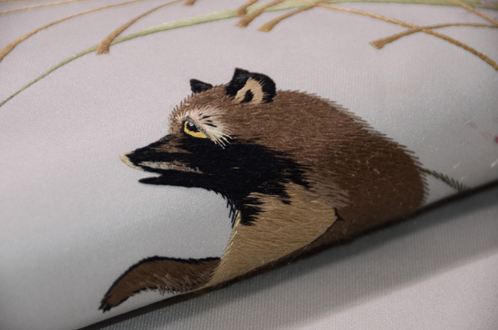 秋草と狸の刺繍名古屋帯 - アンティーク着物の灯屋2