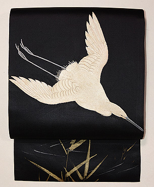 白鷺の刺繍名古屋帯