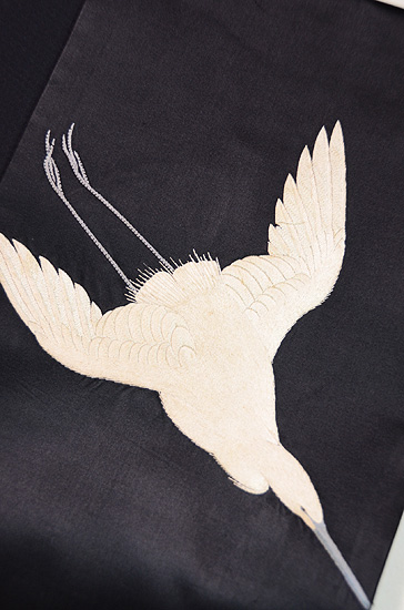 白鷺の刺繍名古屋帯 - アンティーク着物の灯屋2