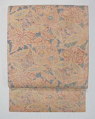 洋花文様和更紗の名古屋帯