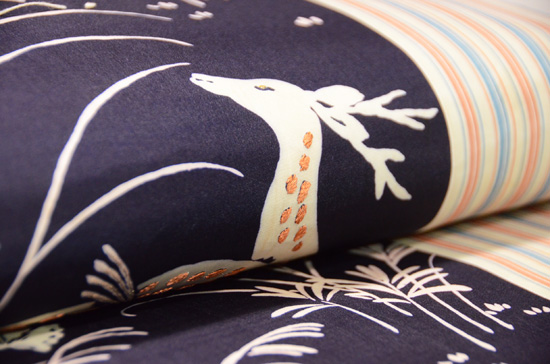 鹿の刺繍名古屋帯