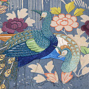 幽谷に孔雀文様名古屋帯　質感・風合