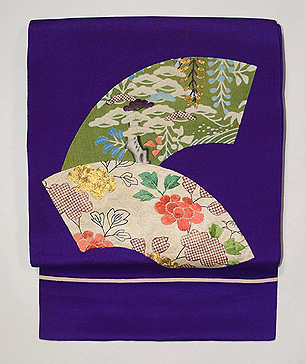 地紙文様切り嵌め名古屋帯