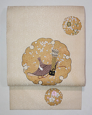 謡曲 通小町文様名古屋帯 その2