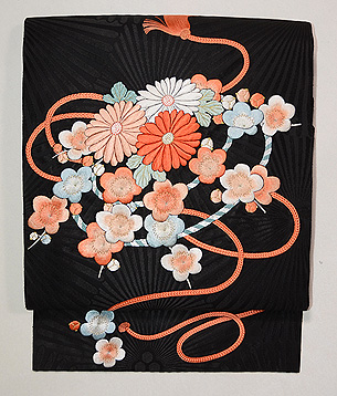 黒地くす玉文様名古屋帯