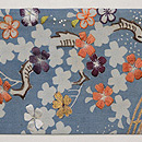 藍地山桜の図小袖くずし名古屋帯　前柄