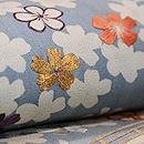 藍地山桜の図小袖くずし名古屋帯　質感・風合