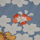 藍地山桜の図小袖くずし名古屋帯　質感・風合