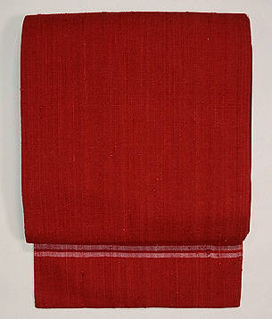 浦野理一作 緋色縦節紬