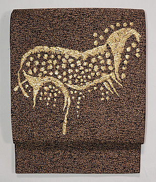 モール織動物絵の名古屋帯