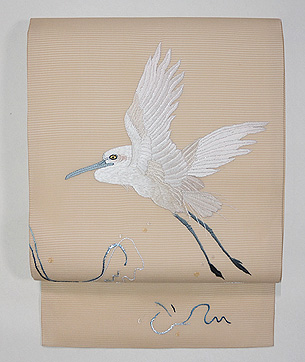 白鷺の刺繍名古屋帯