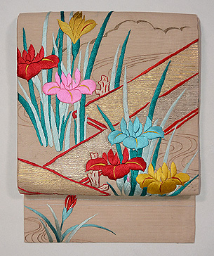 八つ橋文様刺繍名古屋帯