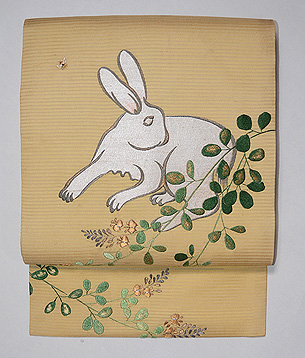 萩に白兎の刺繍名古屋帯