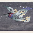 鴉刺繍の名古屋帯　前柄