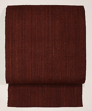 麻地茜色の名古屋帯