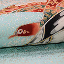 皆川月華作 まき糊にハトの図名古屋帯　質感・風合