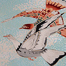 皆川月華作 まき糊にハトの図名古屋帯　質感・風合