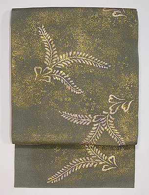 浦野理一作 シダ文様縮緬名古屋帯