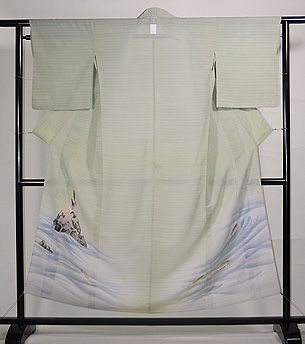 深川鼠セキレイ文様付下単衣