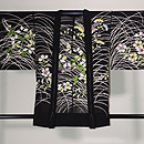 紋紗黒地に女郎花、撫子、萩の単衣羽織　正面