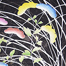 紋紗黒地に女郎花、撫子、萩の単衣羽織　質感・風合