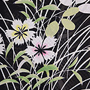 紋紗黒地に女郎花、撫子、萩の単衣羽織　質感・風合