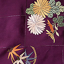 紫地花丸文様刺繍羽織　質感・風合