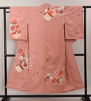 膨れ織りに柴束文様訪問着