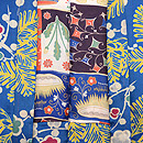 ブルー地梅文様羽織　羽裏