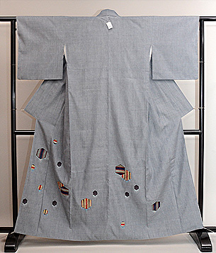 本場結城に渡り裂押し絵の付下