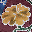 小豆色唐花文様付下　質感・風合