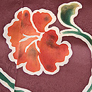 小豆色唐花文様付下　質感・風合