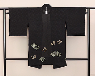 青海波と千鳥、紋錦紗の単衣羽織